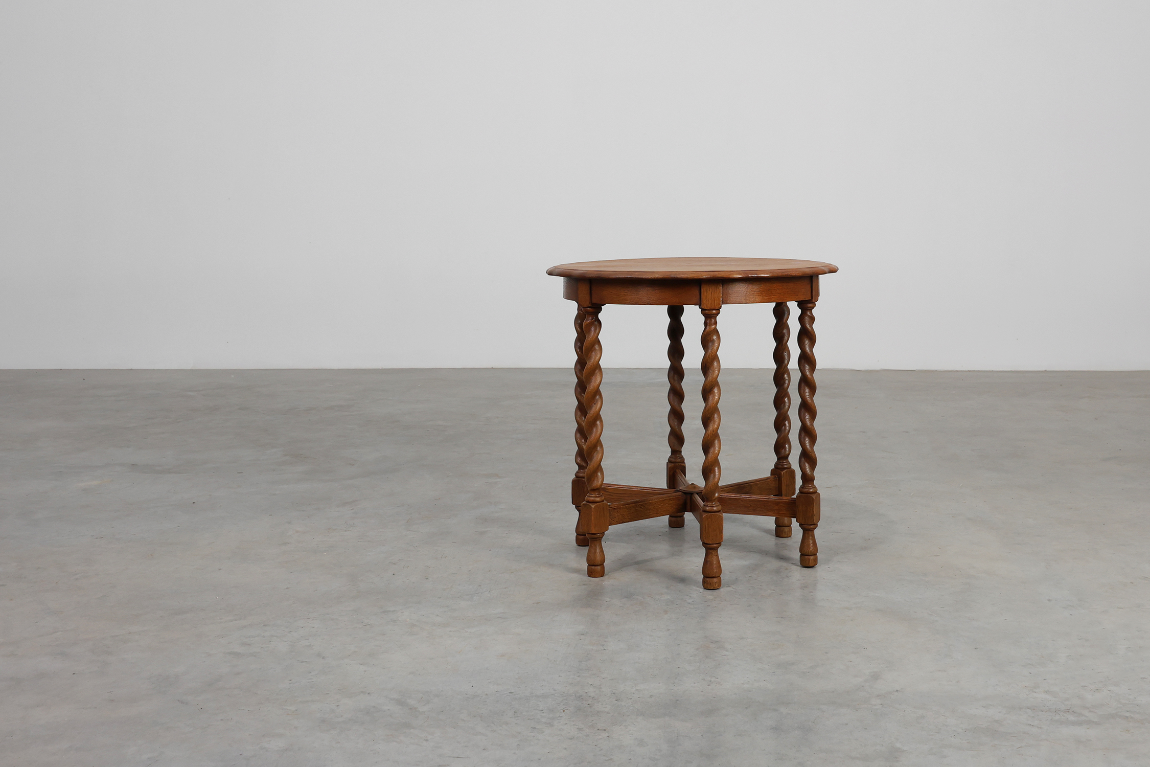 Solid Oak Carved Side Table with Barley-twist legs, France ca. 1890thumbnail